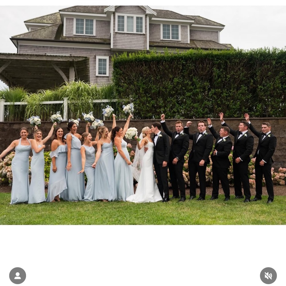 Dessy Collection High-Low Strapless Dress in Mist